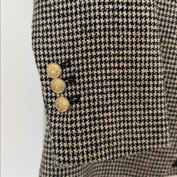 Zara Houndstooth Blazer with Gold Accents - Picture 3 of 4